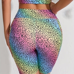 Leopard Print High Waist Gym Fitness Workout Shorts