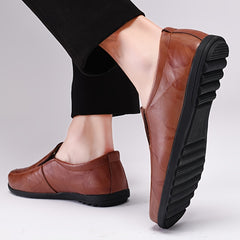 Men's Leather Loafers Lightweight Slip On Shoes