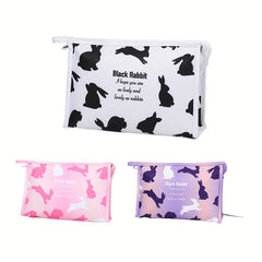 Rabbit & Letter Pattern Cosmetic Bag Portable Makeup Bag