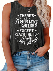 Casual Tank Top Women's Plus Letter Print