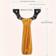 Alloy Slingshot Toy with Wood Grain Handle for Outdoor Play