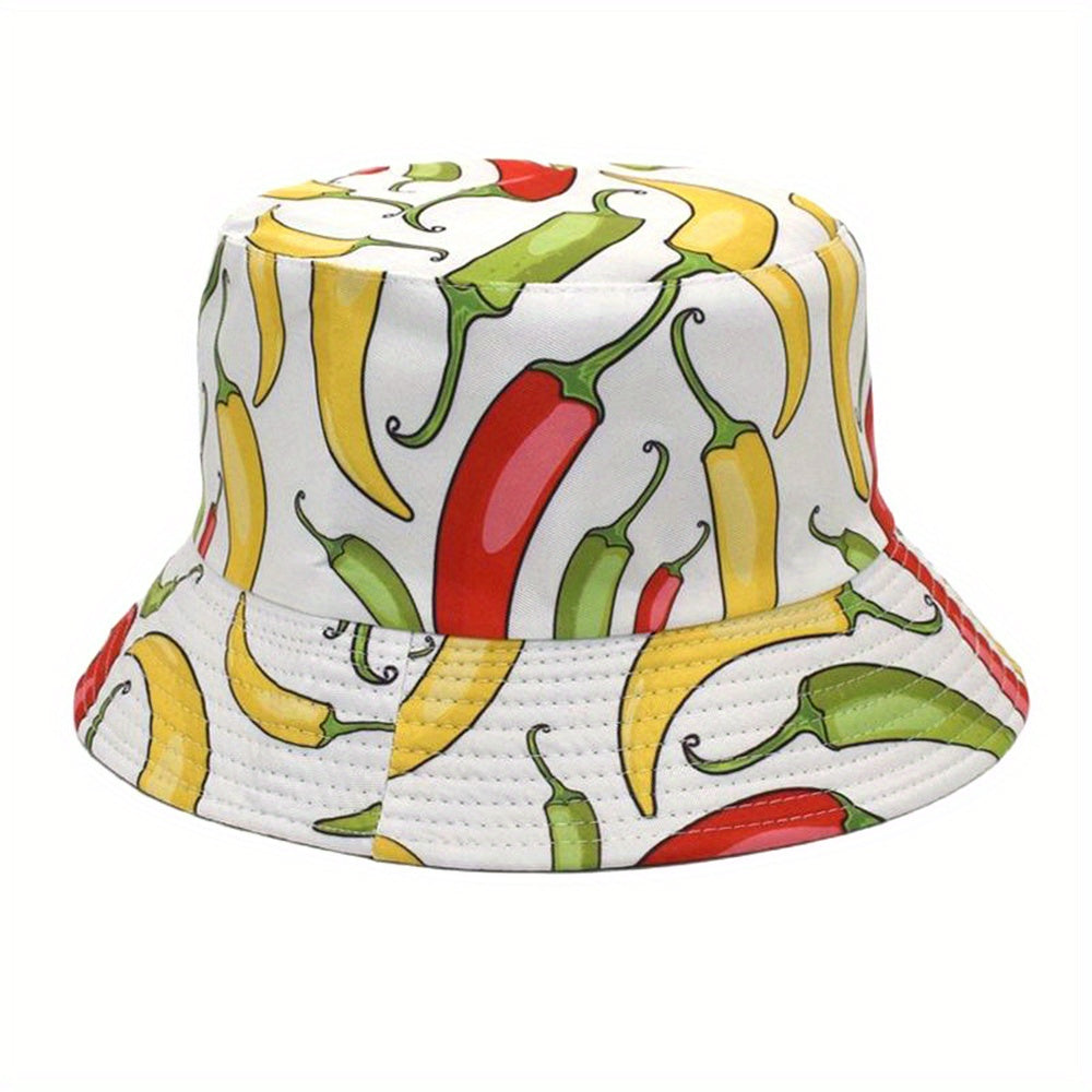 Colorful Pepper Pattern Fisherman Hat Casual Sunscreen Bucket Hats