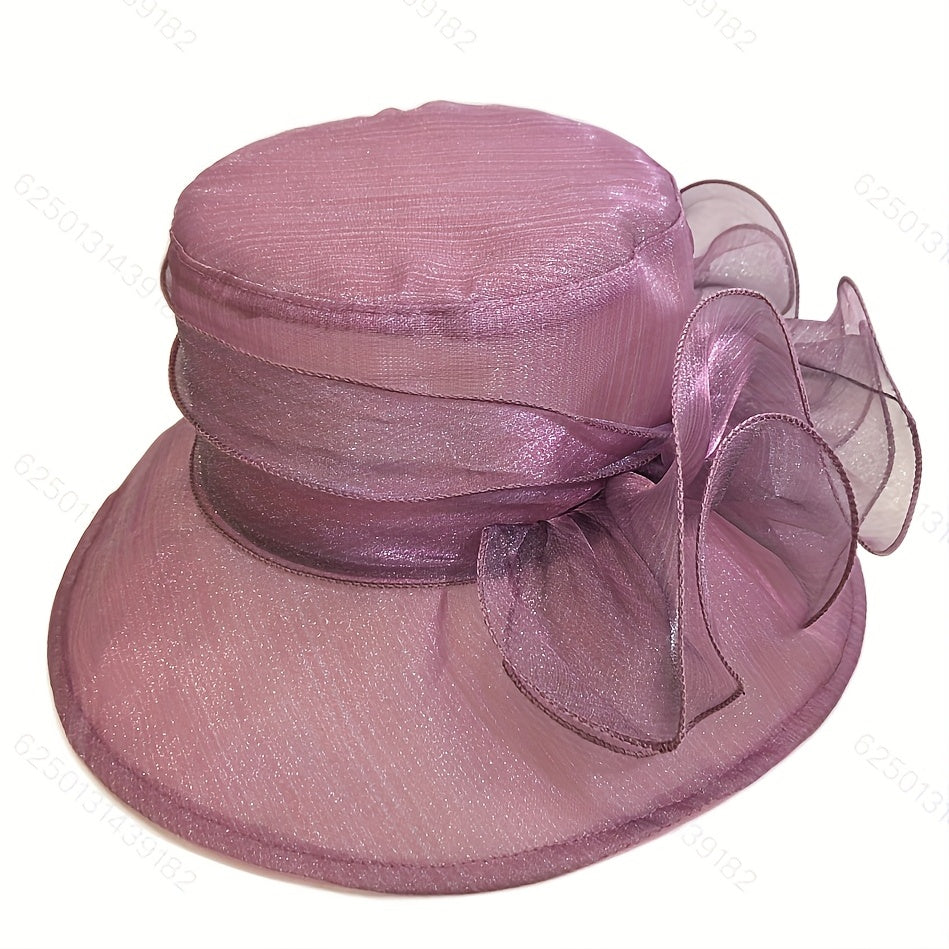 Mesh Flower Derby Hat Organza Bucket Hats Travel Beach Hat Women