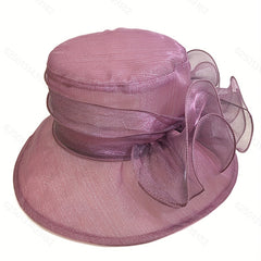 Mesh Flower Derby Hat Organza Bucket Hats Travel Beach Hat Women