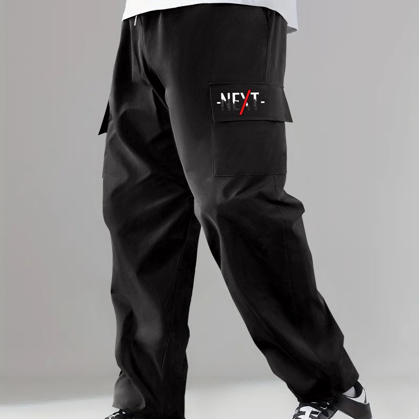 Classic Cargo Pants Men Drawstring Loose Straight Leg Outdoor