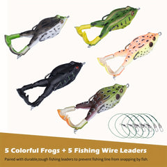 5pcs Bionic Frog High Carbon Steel Double Hook Soft Lure Fishing Tackle