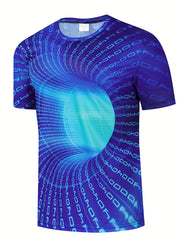 Men's 3D Pattern Graphic Active Tee Top Short Sleejson Slightly Stretch