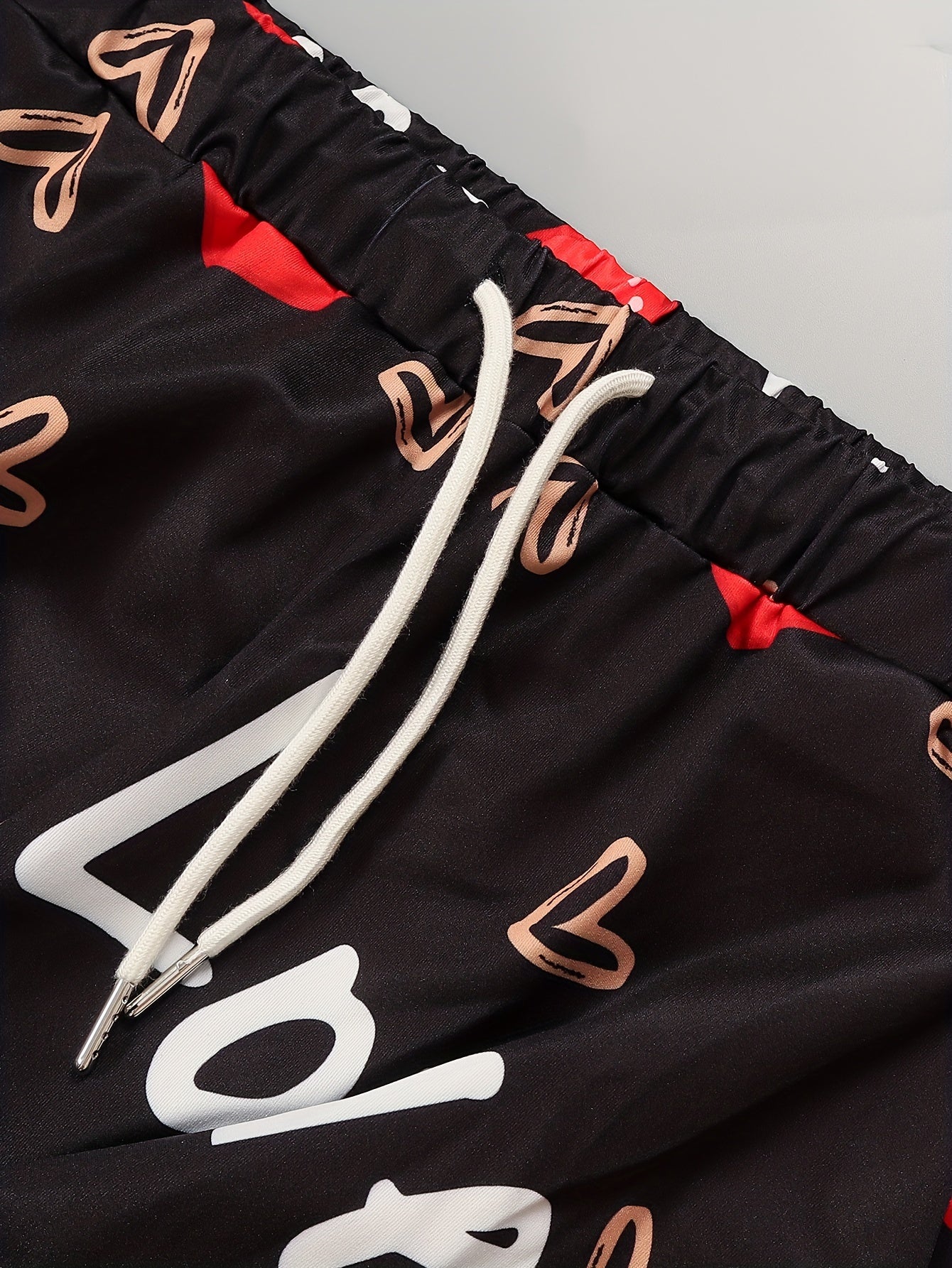 Letter & Heart Print Hoodie & Joggers Set