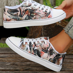 Women's Print Lace Up Skate Shoes Lightweight Low Top Sport Shoes
