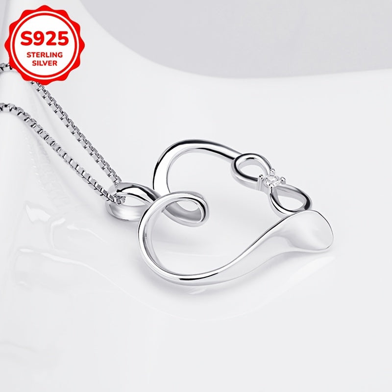 925 Silver Heart Pendant Necklace with Synthetic Zirconia August Birthstone