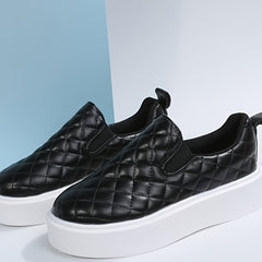 Women's Quilted Flat Loafers Slip-On Casual Shoes