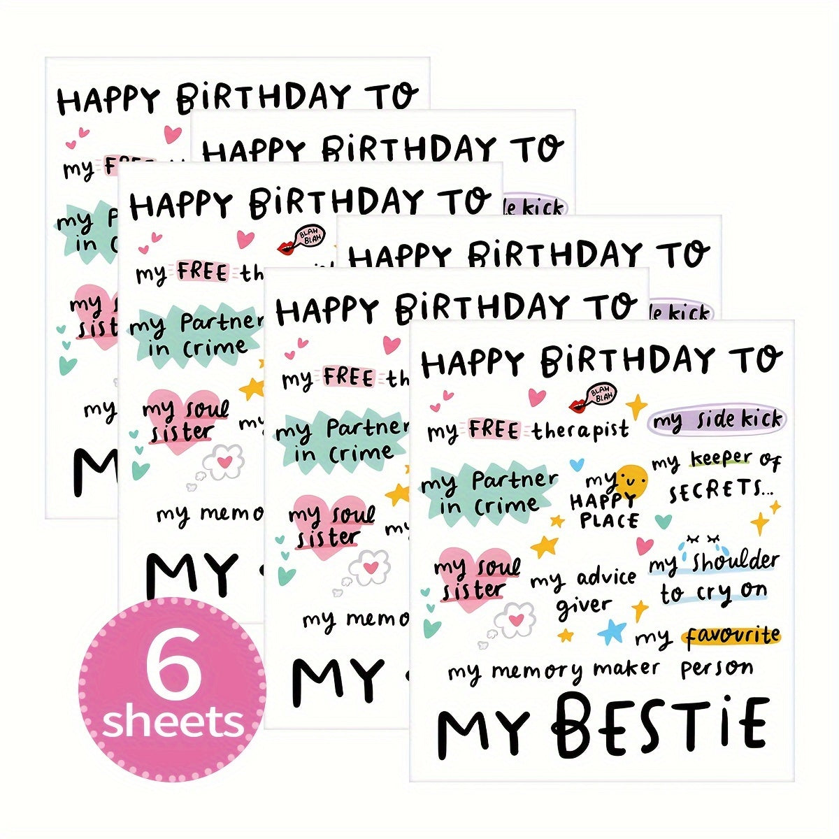 6pcs Birthday Wine Labels Funny Bday For Bestie Friends