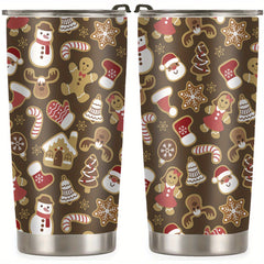 Christmas Printed Stainless Steel Tumbler 590ml with Straw