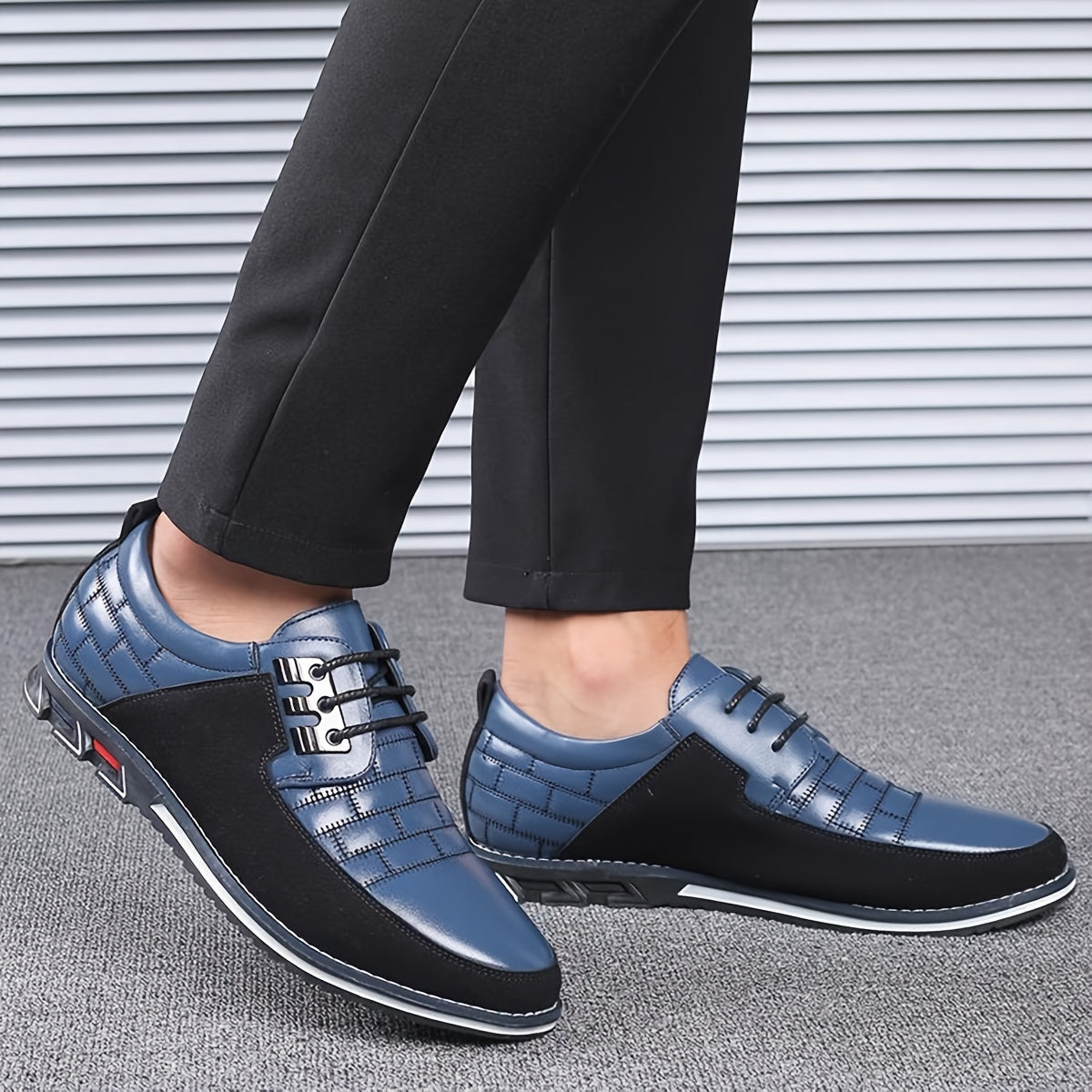 Men's Plaid Derby Shoes Classic Style Business Wear Non Slip