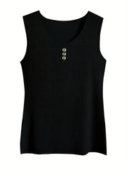 Button Front Sleeveless Tank Top Women's Summer Casual Top