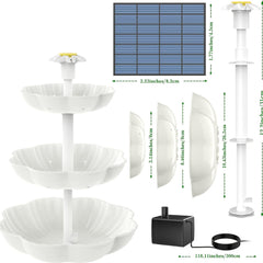 3 Tiered Bird Bath With 3 5W Solar Pump DIY Solar Fountain