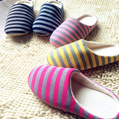 Women's Stripe Slippers Keep Warm Lightweight Comfortable Non Slip
