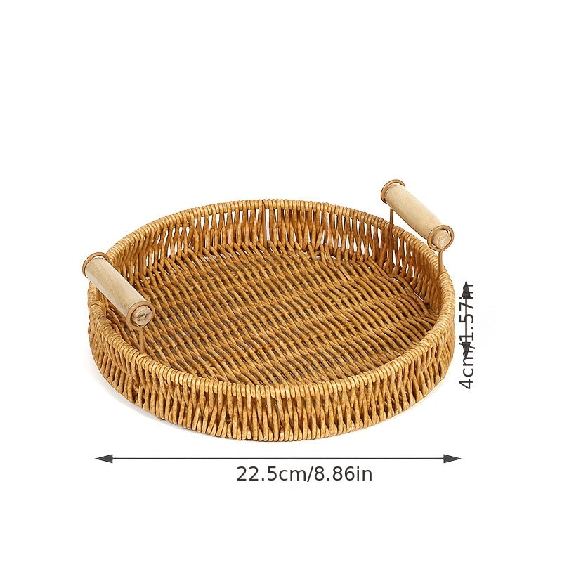 Rattan Serving Tray Heat Insulated Durable Basket Food Storage Display