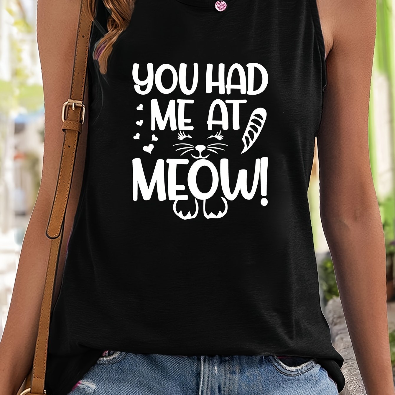Heart And Letter Print Summer Tank Top Sleeveless Crew Neck