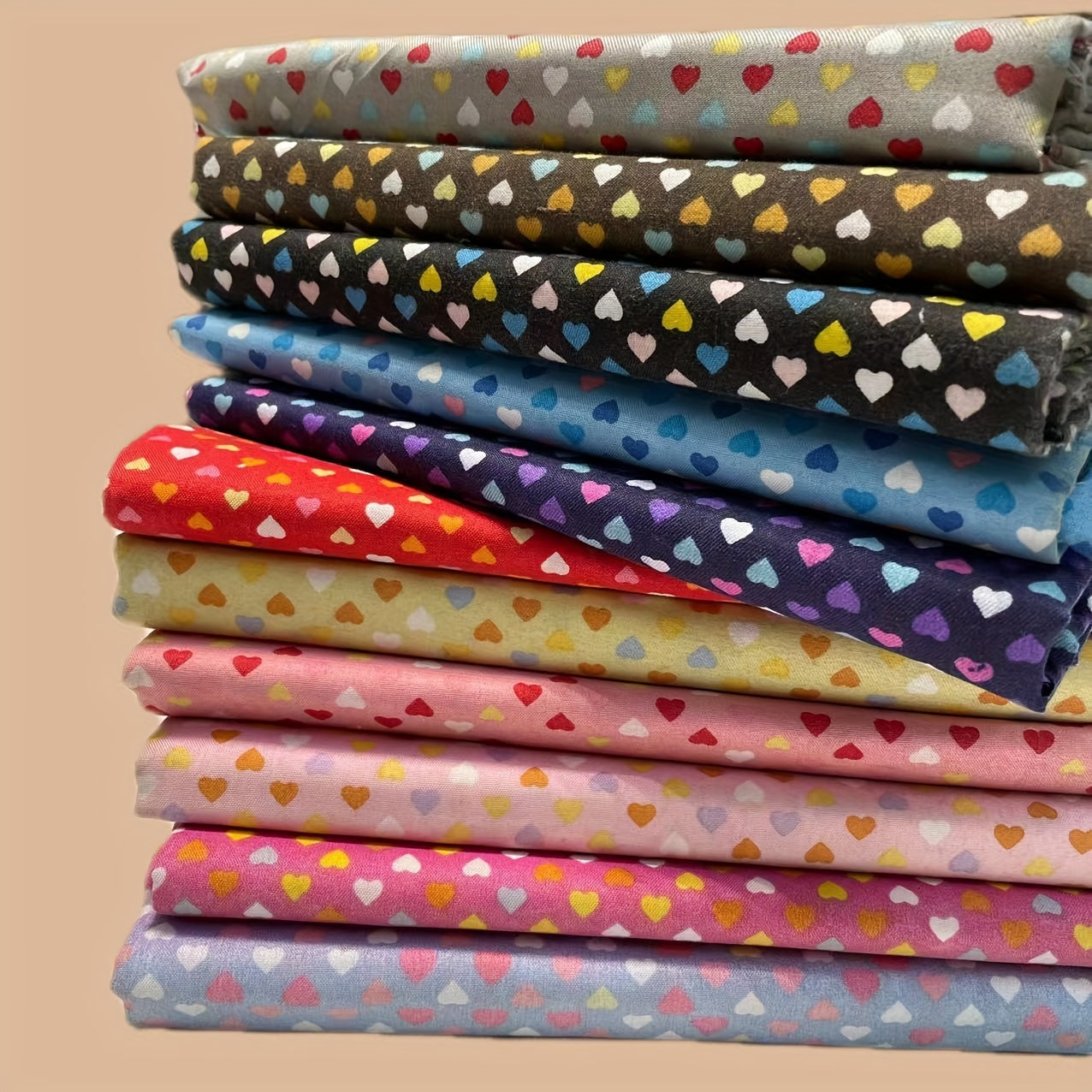 11pcs Heart Shaped Polyester Fabric for DIY Sewing Scrapbooking