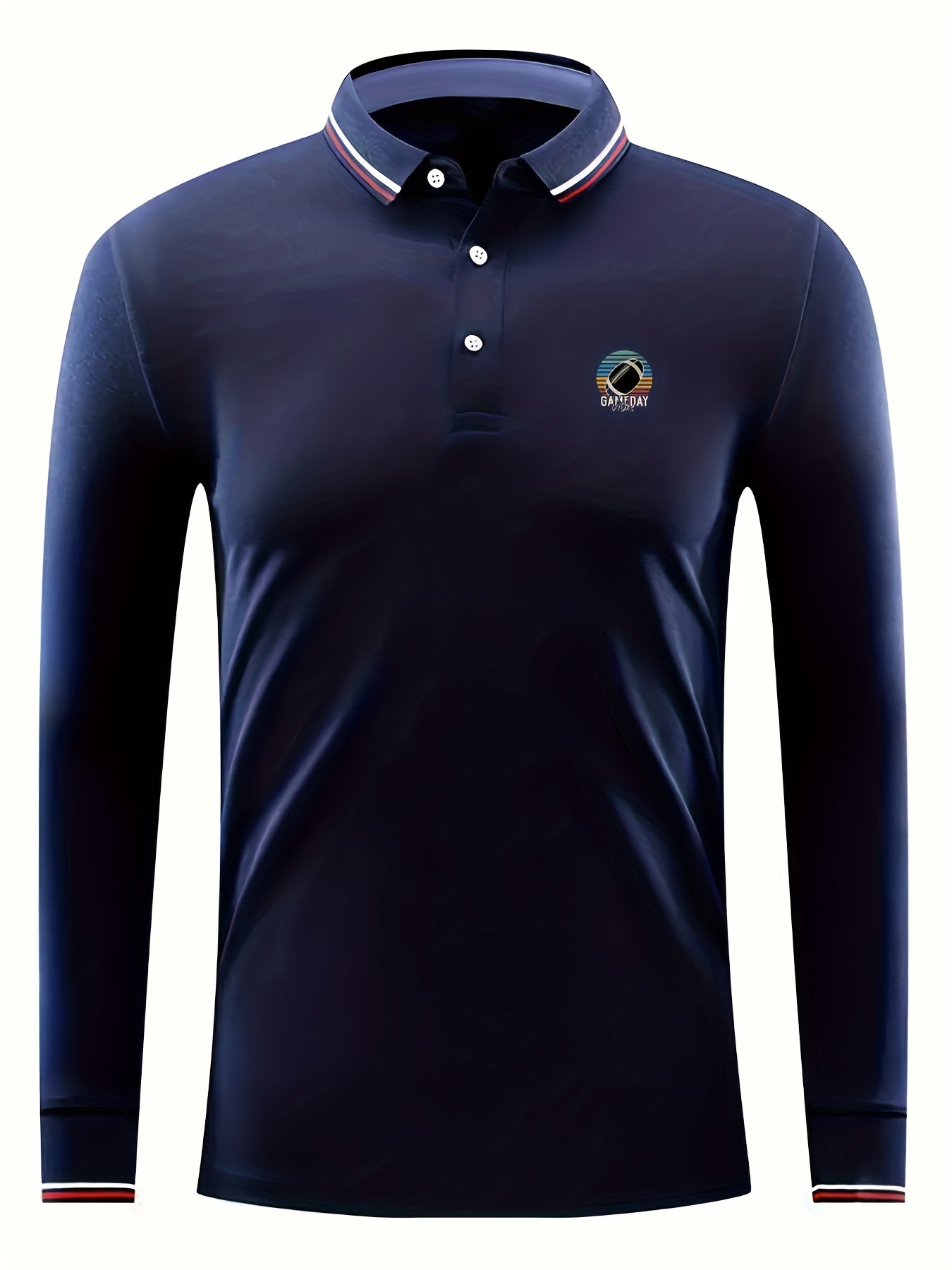 Men's Football Print Casual Long Sleeve Polo Shirt