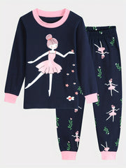 Girls Autumn Loungewear Set Long Sleeve Top & Trousers Dance Pajamas Set