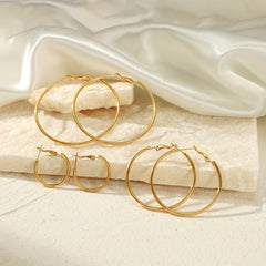 3 Pairs Golden Big Hoop Earrings Set for Women Girls