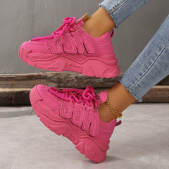 Women's Knit Mesh Sneakers Casual Solid Lace Up Low Top Shoes