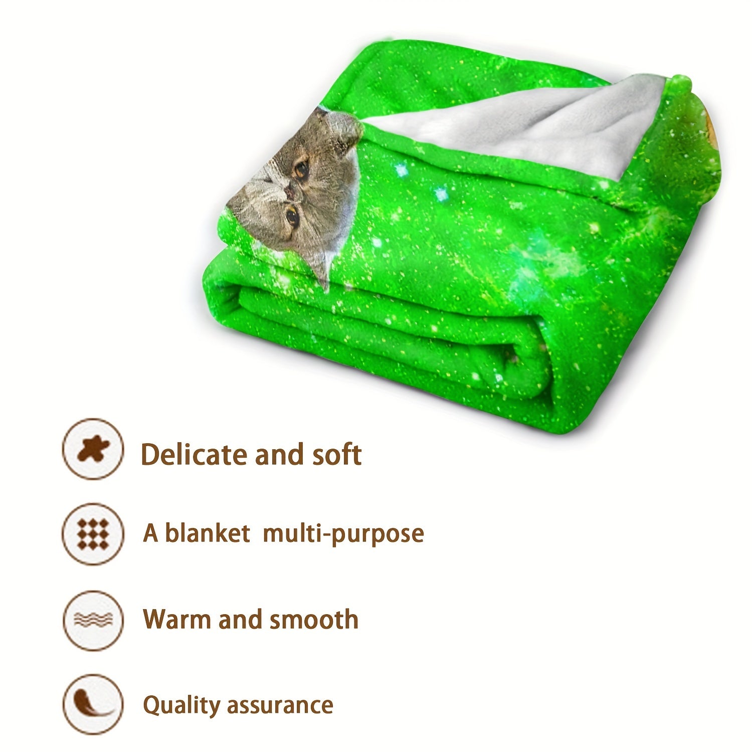Flannel Hamburger Cat Print Blanket - Multifunctional Picnic Blanket