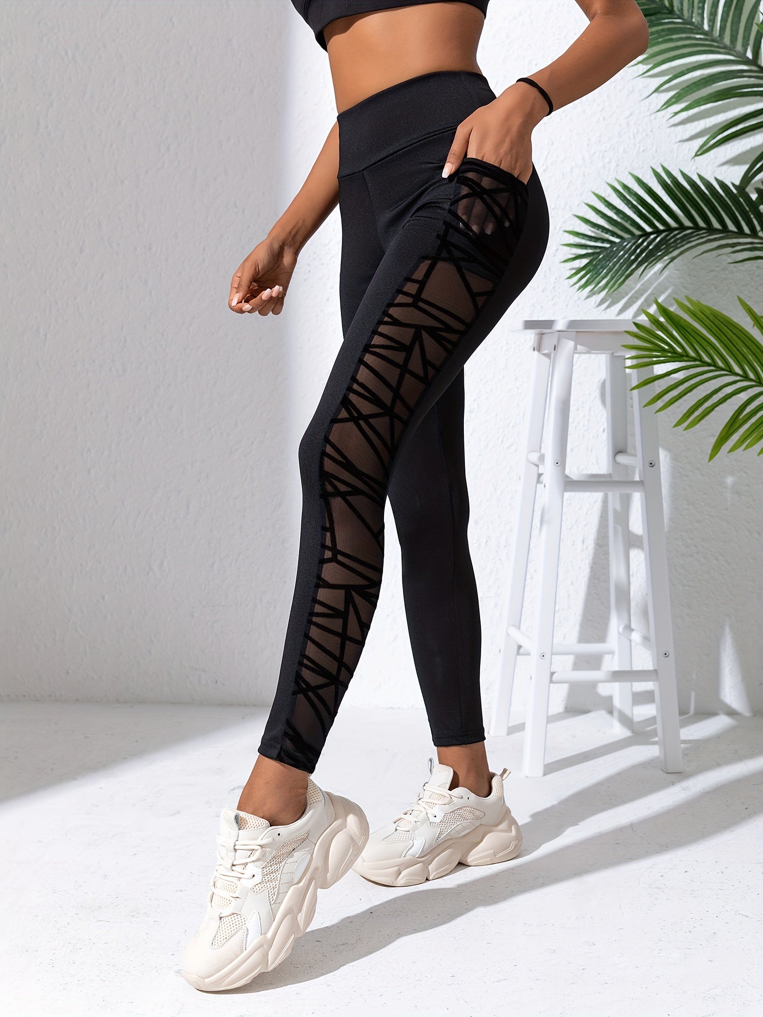 High Waist Mesh Stitching Butt Lifting Yoga Pants
