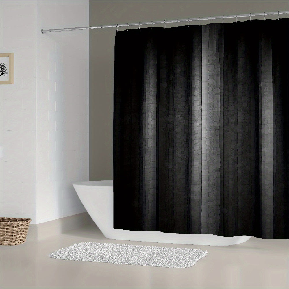 Waterproof Silk Gradient Shower Curtain with 12 Hooks