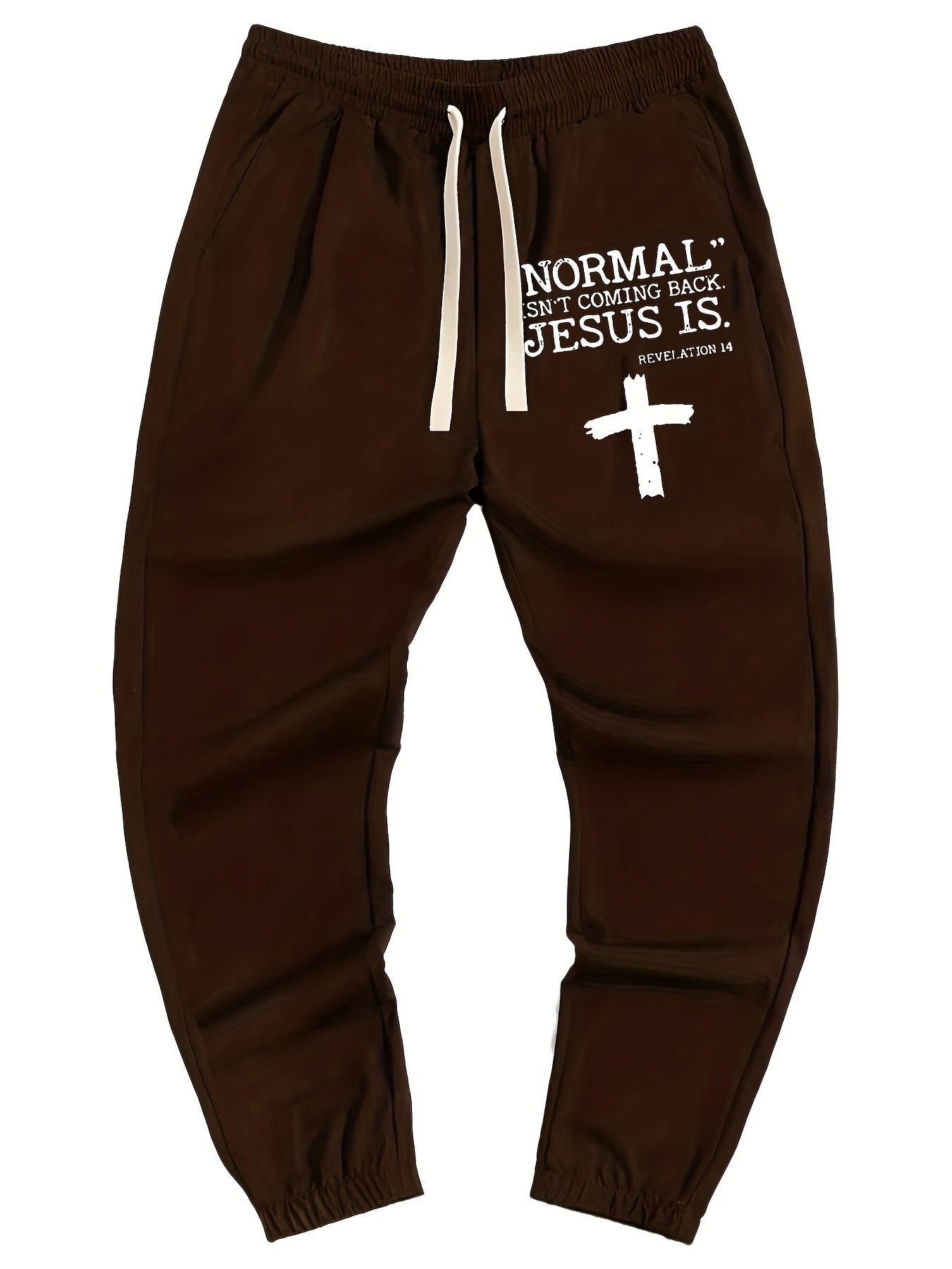 Letter And Cross Print Men's Drawstring Pocket Sweatpants