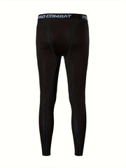 Men's Plush Solid Pocket Leggings Active Warm Compression Pants