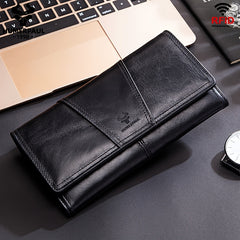 HUMERPAUL RFID Blocking Leather Wallet with Snap Closure