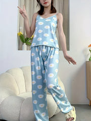 Floral Print Pajama Set V Neck Cami Top & Pants