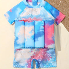 Kids Float Swimsuit Short Sleeve Infant Toddler Swimwear For Girls Boys