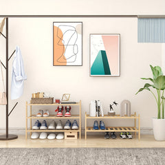 3 Tier Bamboo Shoe Rack Entryway Closet Bathroom Shelf Stackable