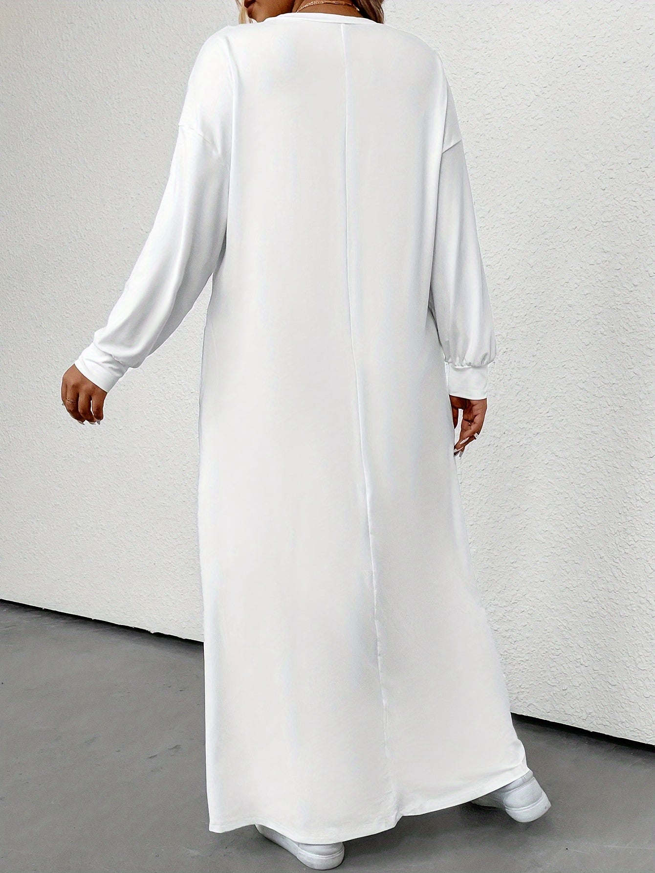 Casual Dress Women's Plus Letter Print Drop Shoulder Maxi Dress