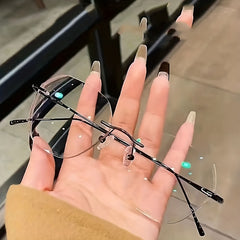 Rimless Anti Light Glasses For Women Men Clear Lens Nearsighted Myopia Glasses