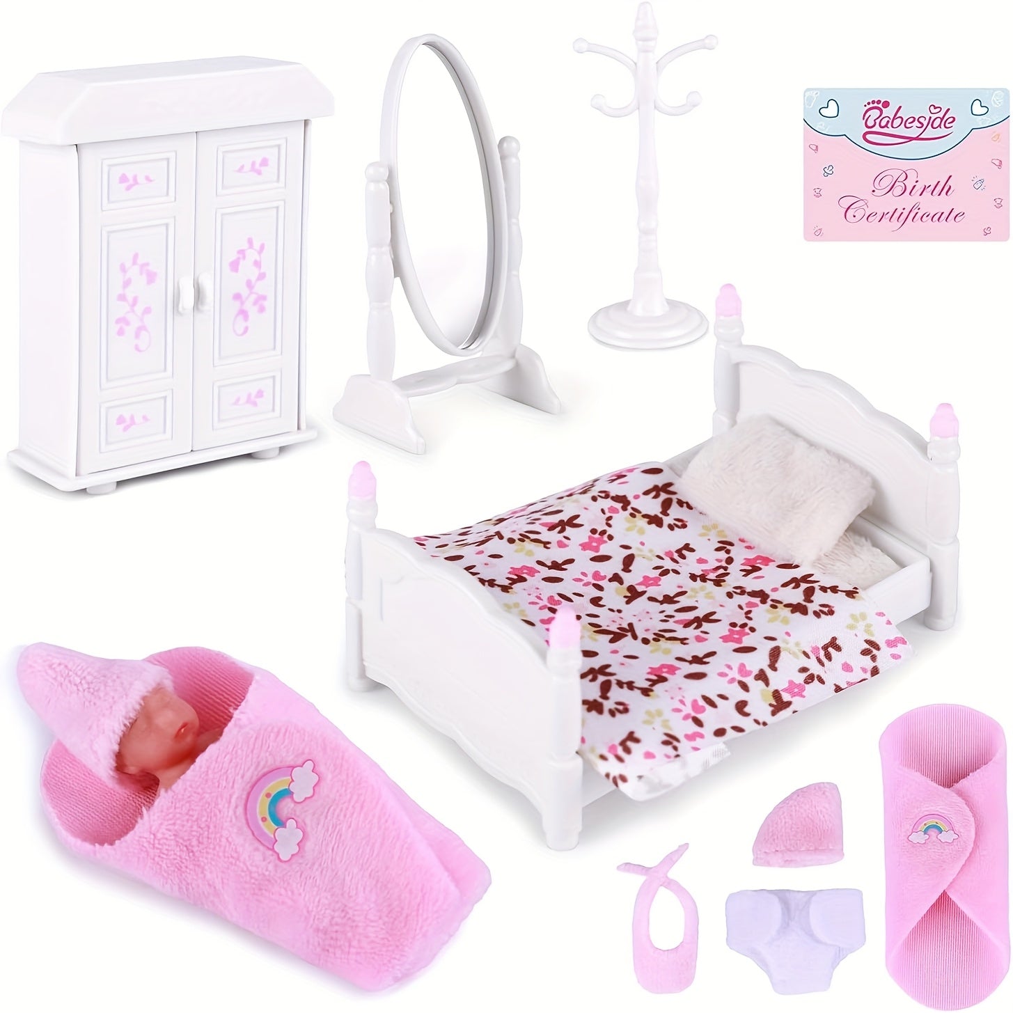 BABESIDE 7 Realistic Mini Silicone Newborn Baby Girl Doll Light Beige Texture