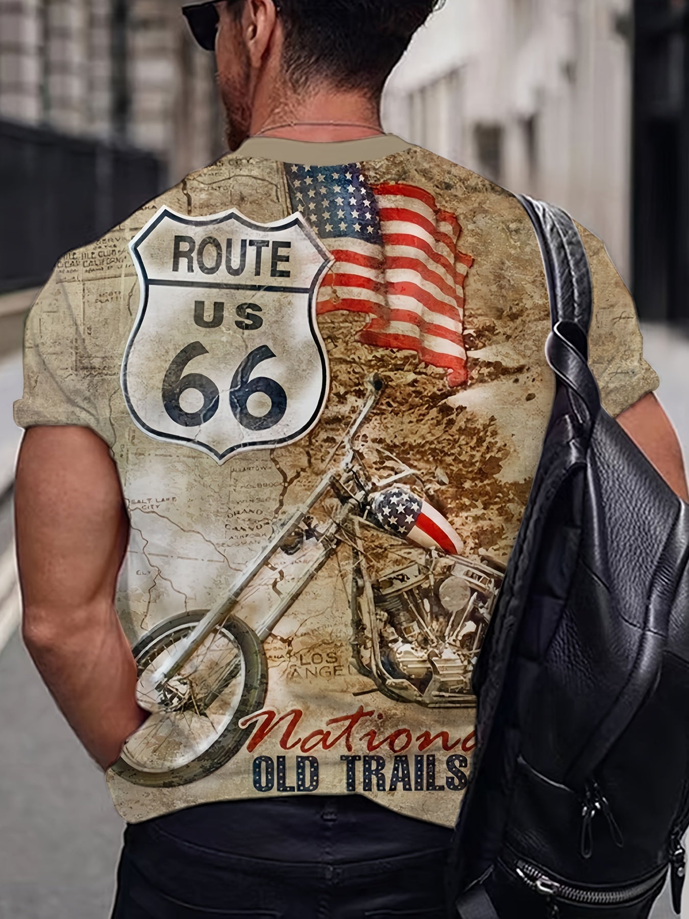 Retro 3D Motorcycle Graphic Print Men's Crew Neck T Shirt for Summer
