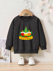 Christmas Cartoon Candles Print Girls Sweatshirt
