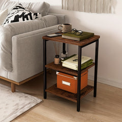 Rustic Brown Three Tiered Side Table