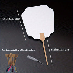 Bamboo Handle Double sided Rice Paper Fan Watercolor Painting Diy Material