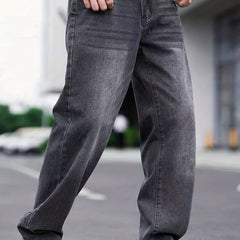 Men's Distressed Denim Pants Loose Fit Wide Leg Jeans