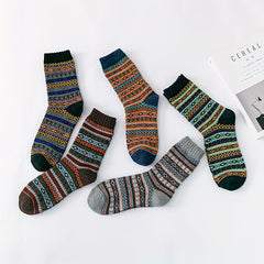5 Pairs Men's Winter Wool Crew Socks for Snow Boots