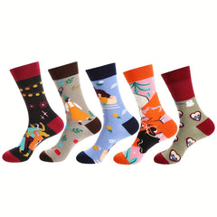 5 Pairs Cartoon Print Socks Mid Tube Women's Stockings
