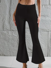 Ribbed Yoga Flared Leggings High Waist Wide Leg Pants