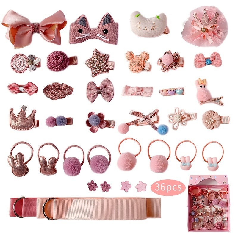 Baby Girls Cartoon Hair Ties Hair Clips Set, Holiday Gift