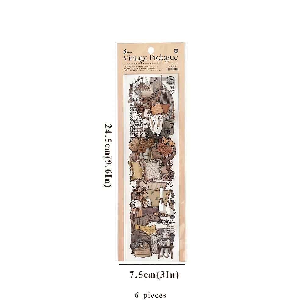 6pcs PET Piecewise Tape 7 24 3in 9 6in Decorative Stickers